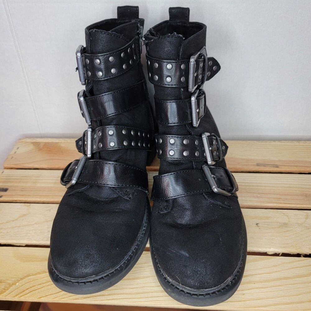 White Mountain Black Boots Ankle 4 Buckles w/Side Zip - Size 9M - Picture 3 of 5